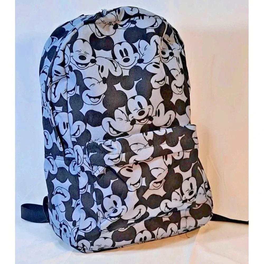 Disney Mickey Mouse All Over Print Backpack‎ Gray Casual School Bag One Size